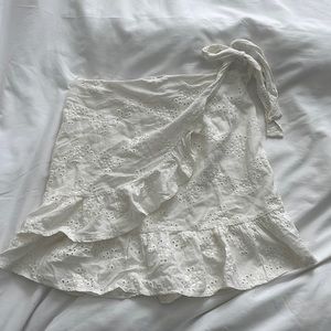 Eyelet Wrap-Front Skirt